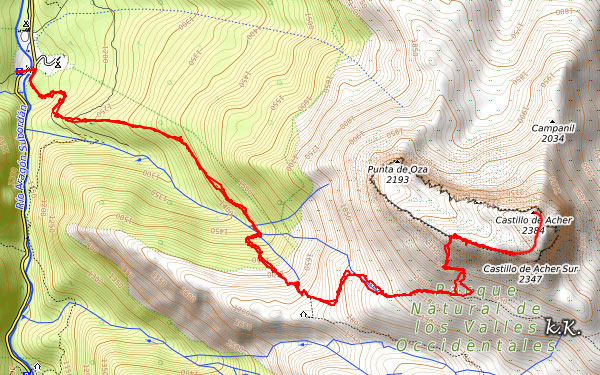 Mapa subida castillo acher